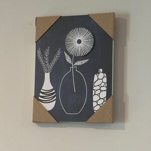 Black and White Floral Canvas Art 5x7